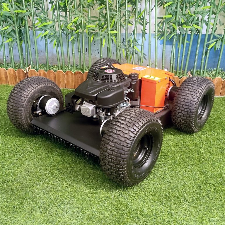 cordless track-mounted slasher mower for golf course