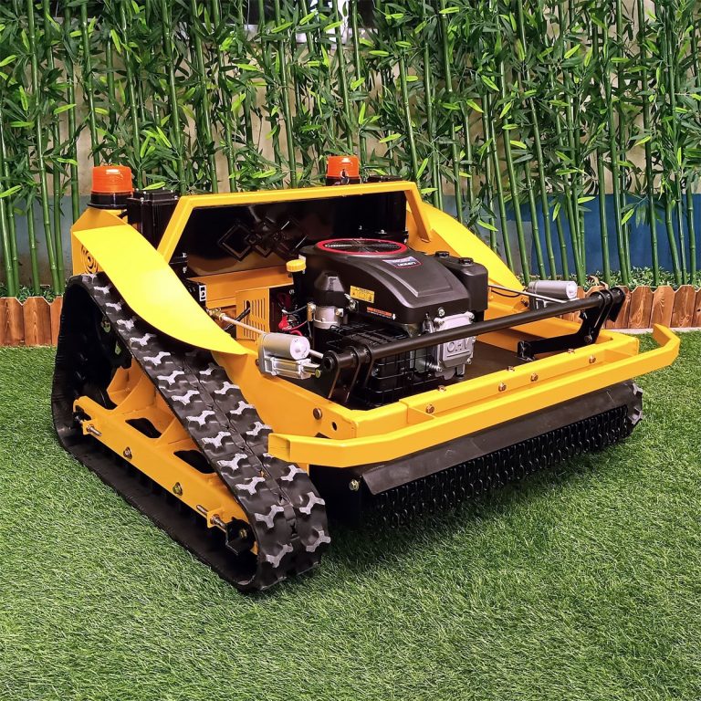 remote operated track-mounted sapling lawn mower robot